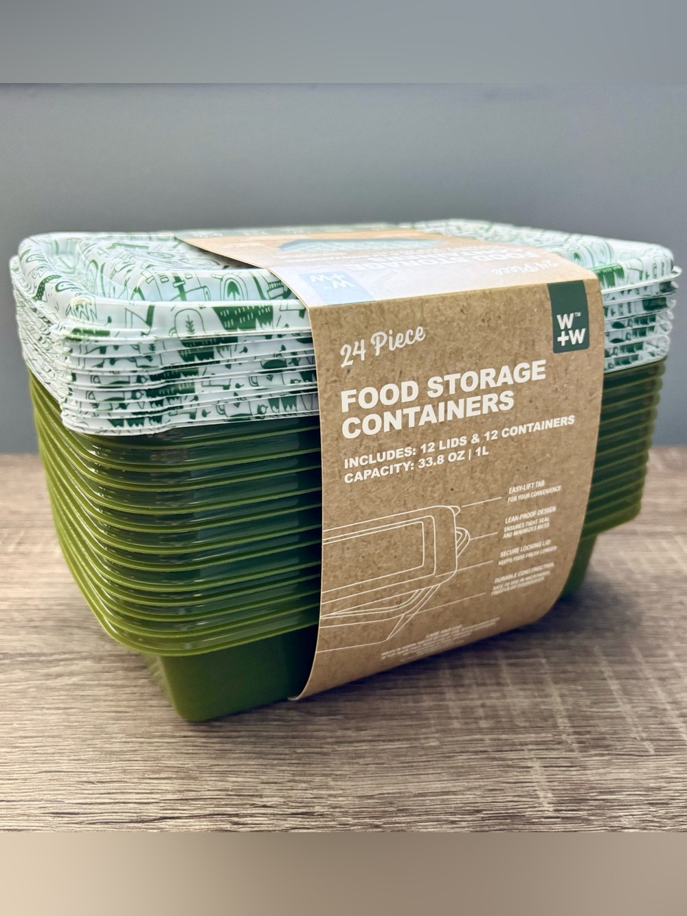 W+W 24 Piece Food Storage Containers NEW Camping Theme Meal Prep